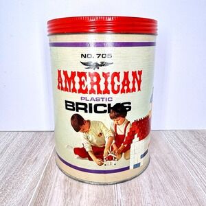 American Plastic Bricks No 705 Vintage‎ Building Set Tin 1960s READ